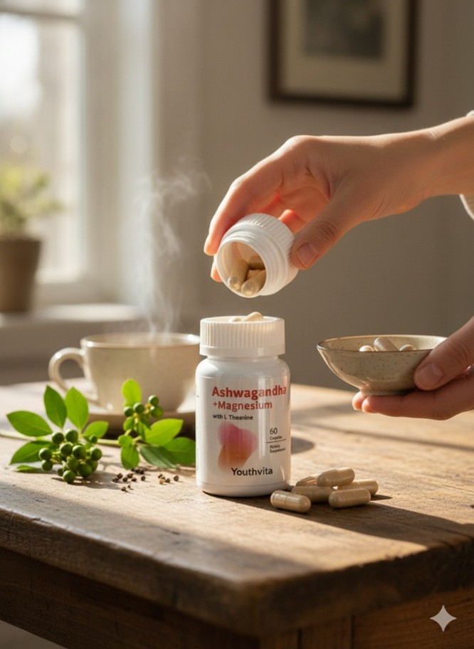 Youthvita Ashwagandha + Magnesium with L-Theanine (60 Capsules)